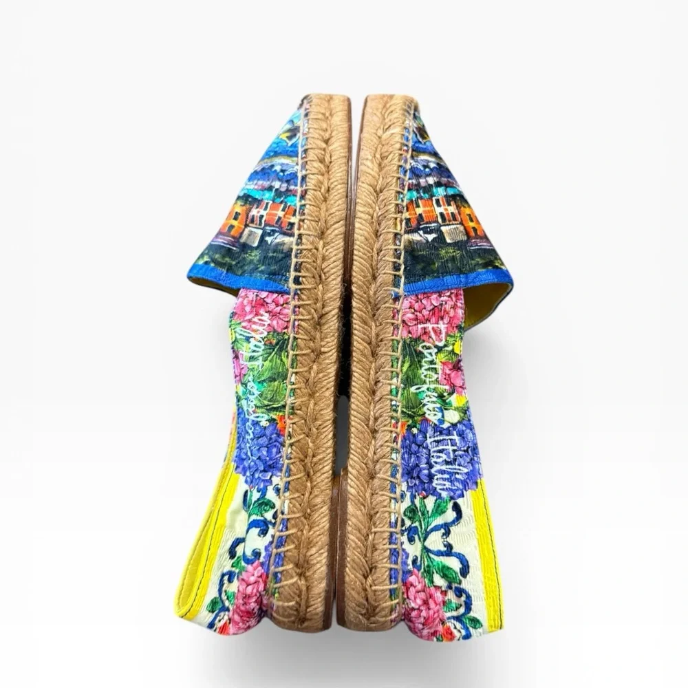 Dolce & Gabbana Portofino Italia Coastal Scenery Brocade Espadrilles EU 37 US 7